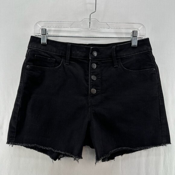 Old Navy Pants - Old Navy High-Waisted Cut-Off Shorts Womens 10 Button Fly Frayed Hem Denim Black